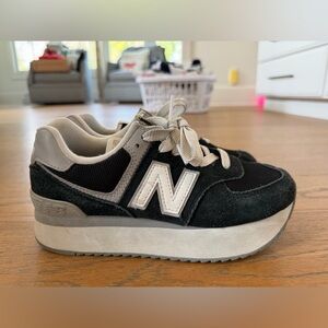 New Balance 574 Platform Black and White Sneakers. Size 8.